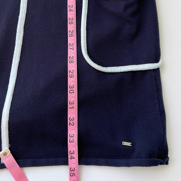 TOMMY HILFIGER Women's A Navy Blue Shift Sleeveless Dress White Pockets Neckline - Picture 7 of 8